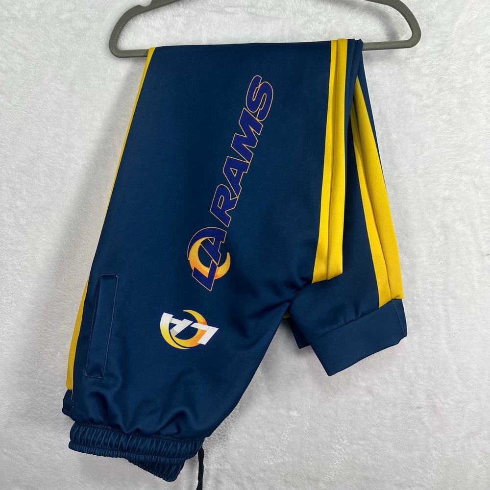 LA Rams Track Pants Mens XXL Blue Yellow Side Stripe Athletic Joggers